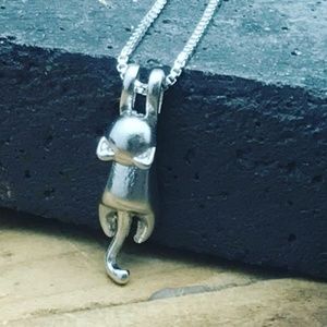 Silver 925 hanging Kitty sweet cat necklace